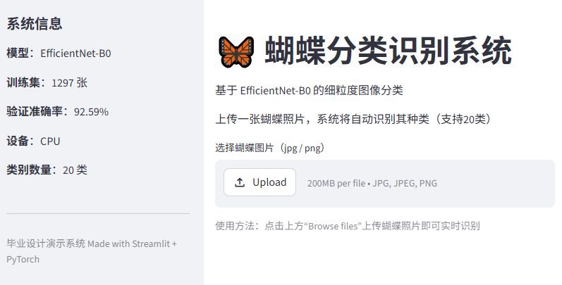蝴蝶分类识别系统